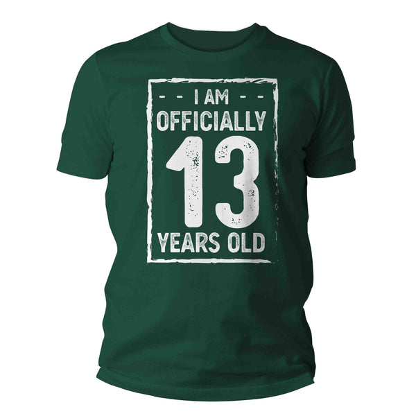 Men's 13th Birthday T-Shirt I Am Officially Teenager Teen Years Old Double Digits Shirt Gift Idea Birthday 13 Tee Boy's Girl's Unisex Youth-Shirts By Sarah