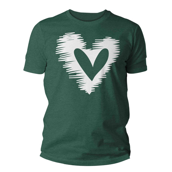 Men's Cute Valentine's Day Shirt Sketch Heart Shirt Sketchy Love T Shirt Scribble Love Theme Valentine Shirt Valentine's Tee Man Unisex-Shirts By Sarah