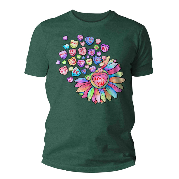 Men's Cute Valentine's Day Shirt Grunge Sunflower Shirt Flower Love T Shirt Pastel Valentine Shirt Pretty Valentines Tee Man Unisex-Shirts By Sarah