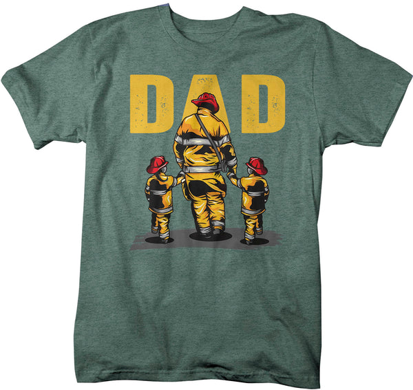 Men's Firefighter Dad Shirt Fire Fighter T Shirt Fireman Gift Idea Firefighter Gift Father's Day Tee Unisex Man Man's Soft Tee-Shirts By Sarah