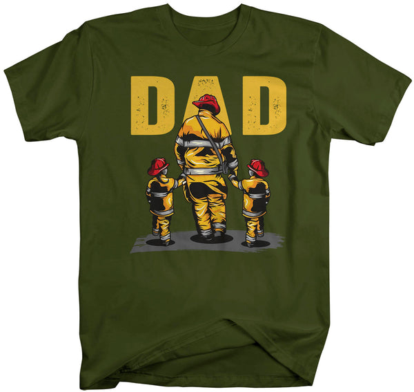 Men's Firefighter Dad Shirt Fire Fighter T Shirt Fireman Gift Idea Firefighter Gift Father's Day Tee Unisex Man Man's Soft Tee-Shirts By Sarah