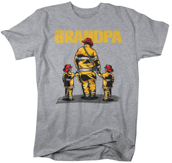 Men's Firefighter Grandpa Shirt Fire Fighter T Shirt Fireman Gift Idea Firefighter Gift Father's Day Tee Unisex Man Man's Soft Tee-Shirts By Sarah