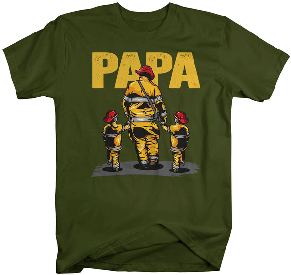 Men's Firefighter Papa Shirt Fire Fighter T Shirt Fireman Gift Idea Firefighter Gift Father's Day Tee Unisex Man Man's Soft Tee-Shirts By Sarah