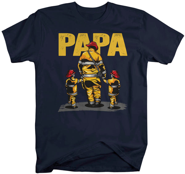 Men's Firefighter Papa Shirt Fire Fighter T Shirt Fireman Gift Idea Firefighter Gift Father's Day Tee Unisex Man Man's Soft Tee-Shirts By Sarah
