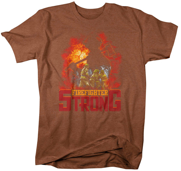 Men's Firefighter Shirt Firefighter Strong T Shirt Fireman Gift Idea Firefighter Gift Father's Day Tee Unisex Man Man's Soft Tee-Shirts By Sarah