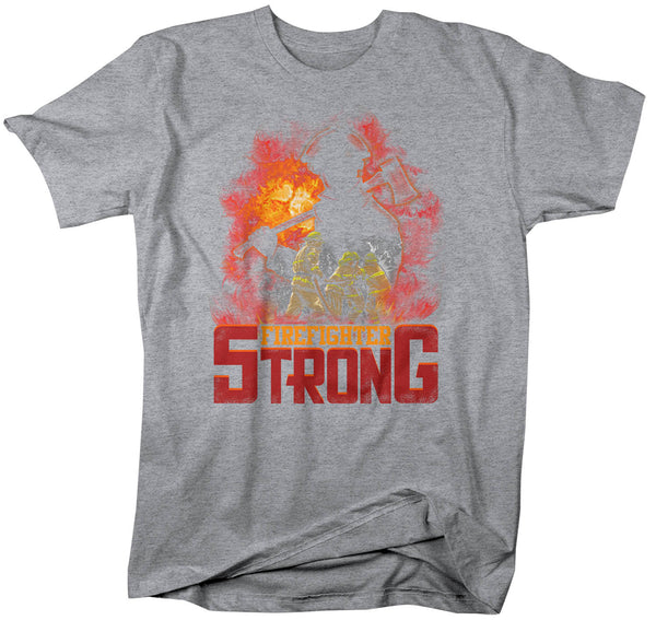 Men's Firefighter Shirt Firefighter Strong T Shirt Fireman Gift Idea Firefighter Gift Father's Day Tee Unisex Man Man's Soft Tee-Shirts By Sarah