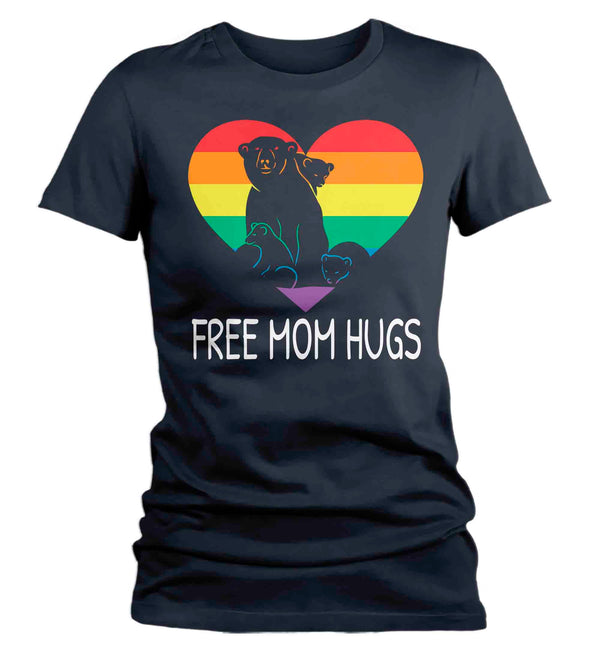 Women's LGBT Ally Shirt Free Mom Hugs LGBT T Shirt Tee Mama Bear Gift LGBTQ TShirt Gay Pride Sexuality Shirt Woman Ladies-Shirts By Sarah