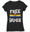 Women's V-Neck LGBT T Shirt Free Mom Hugs Shirt Gay Pride Shirts Mom Hugs T Shirt Gay Support Shirts Proud Mom T Shirt