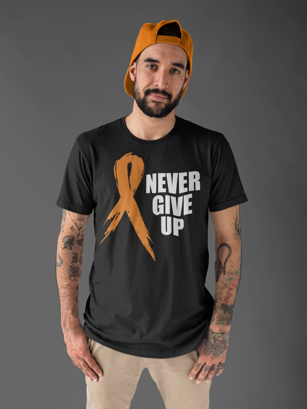 Men's Orange Ribbon Shirt Never Give Up Awareness T Shirt Multiple Sclerosis Leukemia RSD Cancer Tee Streetwear Man Unisex-Shirts By Sarah