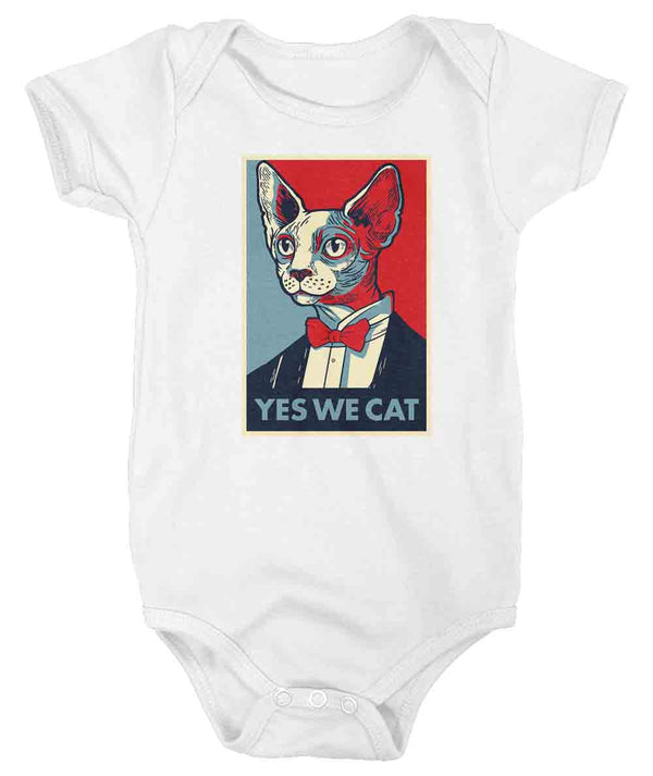 Baby Funny Cat Shirt Sphynx Bodysuit Hairless Cat Creeper Yes We Snap Suit Kitty Gift Cat Lover Political Yes We Cat Graphic Tee Infant-Shirts By Sarah