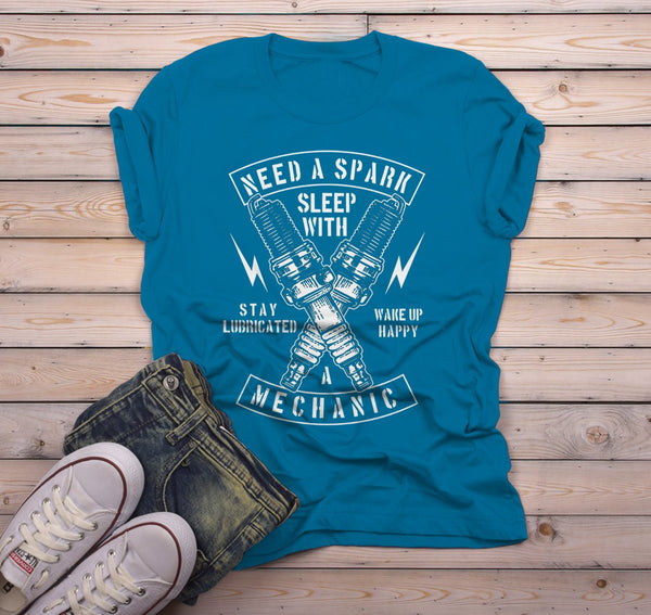 Men's Funny Mechanic T Shirt Sleep With Shirts Stay Lubricated Spark Plugs Graphic Tee-Shirts By Sarah