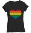 Women's V-Neck LGBT T Shirt Gay Pride Shirts Heart Gay T Shirt Heart Shirts Gay Pride T Shirts