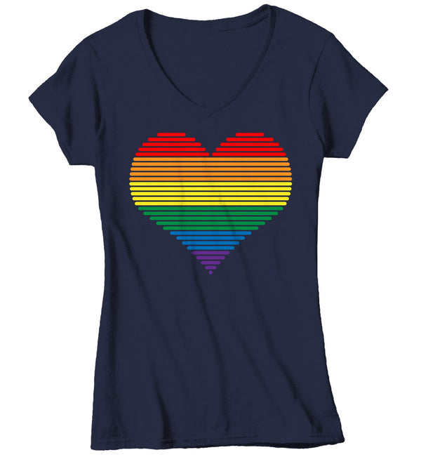 Women's V-Neck LGBT T Shirt Gay Pride Shirts Heart Gay T Shirt Heart Shirts Gay Pride T Shirts-Shirts By Sarah