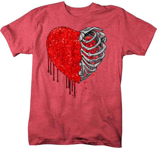 Men's Valentine's Day T Shirt Grunge Shirt Rib Skeleton Tee Glitter Heart Halloween TShirt Mans Unisex Graphic Pastel Grunge Clothing Top-Shirts By Sarah