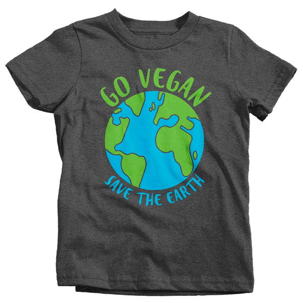 Kids Earth Day Shirt Go Vegan T Shirt Save Earth Day April 22 Globe Planet Day Global Warming Gift Shirt Boy's Girl's Youth TShirt-Shirts By Sarah