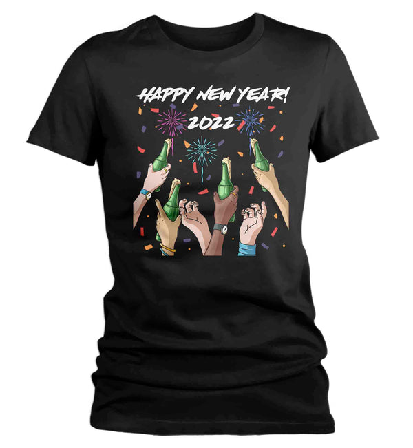 Women's New Years Tee 2022 New Year Shirt Cheers T Shirt Beer Shirts Party New Year Eve Celebrate Gift Ladies Graphic Tee-Shirts By Sarah