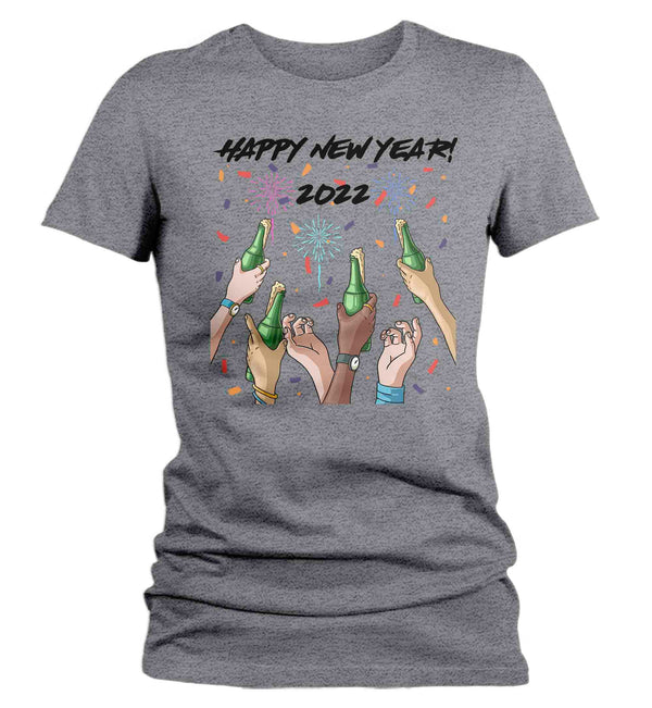 Women's New Years Tee 2022 New Year Shirt Cheers T Shirt Beer Shirts Party New Year Eve Celebrate Gift Ladies Graphic Tee-Shirts By Sarah