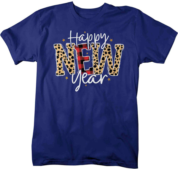 Men's New Year's Tee Happy New Year Shirt T Shirt Leopard Shirts Party New Year Eve Celebrate Plaid Unisex Graphic Tee-Shirts By Sarah