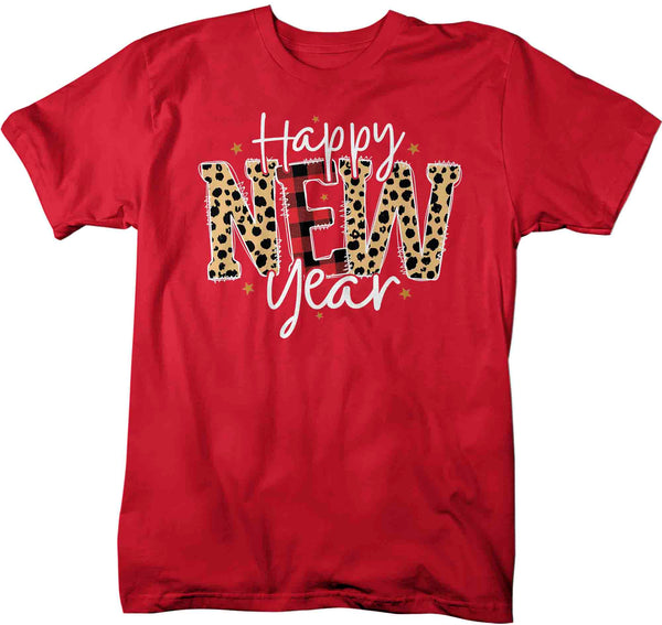 Men's New Year's Tee Happy New Year Shirt T Shirt Leopard Shirts Party New Year Eve Celebrate Plaid Unisex Graphic Tee-Shirts By Sarah