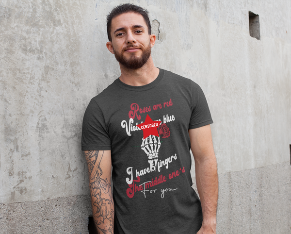 Men's Valentine's Day T Shirt Offensive Shirt Poem Middle Finger Tee Skeleton TShirt Mans Unisex Graphic Pastel Grunge Clothing Top Mature-Shirts By Sarah
