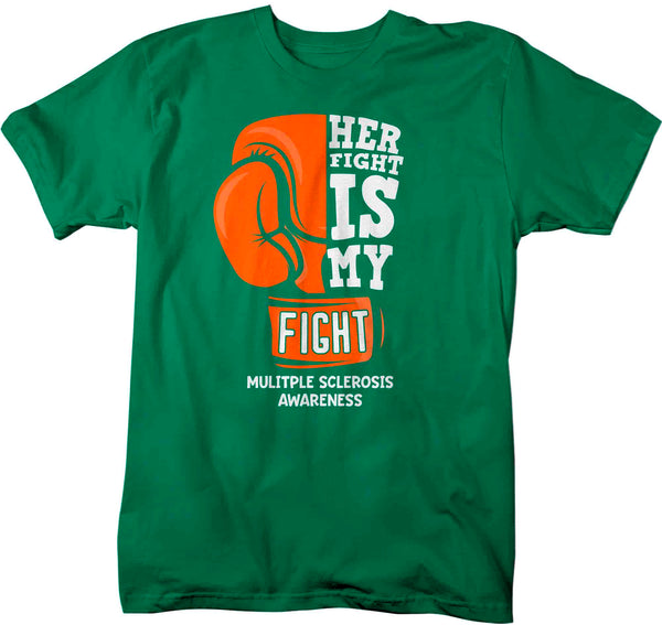 Men's Multiple Sclerosis Shirt Her Fight Is My Fight Boxing Glove MS T Shirt Orange Ribbon Tee Awareness Unisex Mens-Shirts By Sarah
