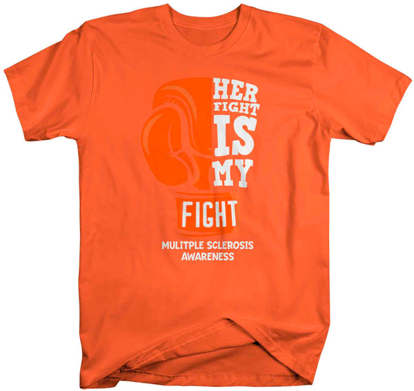 Men's Multiple Sclerosis Shirt Her Fight Is My Fight Boxing Glove MS T Shirt Orange Ribbon Tee Awareness Unisex Mens-Shirts By Sarah