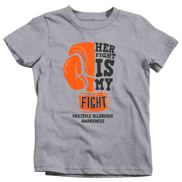 Kids Multiple Sclerosis Shirt Her Fight Is My Fight Boxing Glove MS T Shirt Orange Ribbon Tee Awareness Boy's Girl's YouthCopy of 000 Kids Copy-Shirts By Sarah