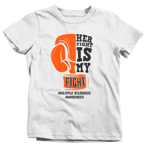 Kids Multiple Sclerosis Shirt Her Fight Is My Fight Boxing Glove MS T Shirt Orange Ribbon Tee Awareness Boy's Girl's YouthCopy of 000 Kids Copy-Shirts By Sarah