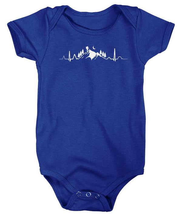 Baby Hiking Bodysuit Heartbeat Snap Suit Hiking EKG Creeper Hiker Gift Love Hiking Tee Mountains Boys Girls-Shirts By Sarah