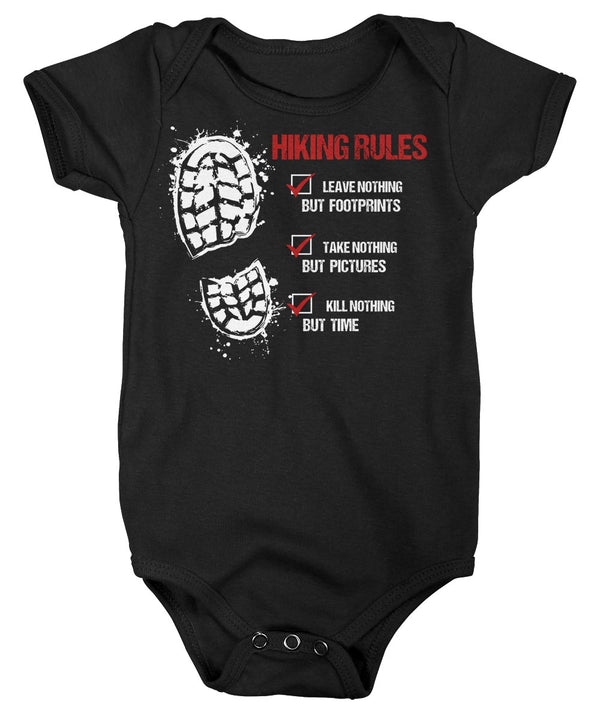 Baby Hiking Rules Bodysuit Hiker Snap Suit Hiking Boot Hiker Gift Leave Nothing Creeper Go Hike Shirt Boys Girls-Shirts By Sarah