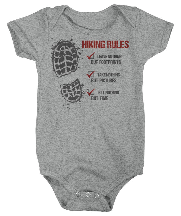 Baby Hiking Rules Bodysuit Hiker Snap Suit Hiking Boot Hiker Gift Leave Nothing Creeper Go Hike Shirt Boys Girls-Shirts By Sarah