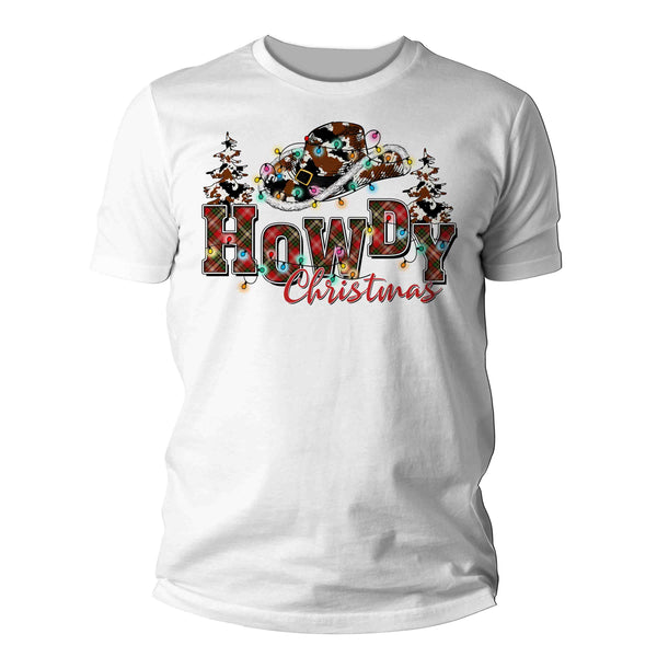 Men's Howdy Christmas Shirt Cowboy Hat XMas Happy Desert Cute Tee Western Country Holiday Funny Graphic Tshirt Unisex Man-Shirts By Sarah