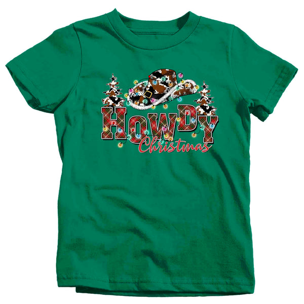 Kids Howdy Christmas Shirt Cowboy Hat XMas Happy Desert Cute Tee Western Country Holiday Funny Graphic Tshirt Unisex Youth-Shirts By Sarah