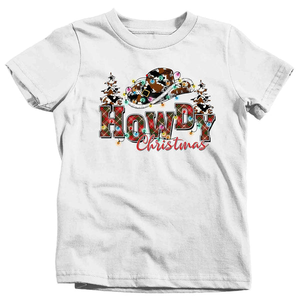 Kids Howdy Christmas Shirt Cowboy Hat XMas Happy Desert Cute Tee Western Country Holiday Funny Graphic Tshirt Unisex Youth-Shirts By Sarah
