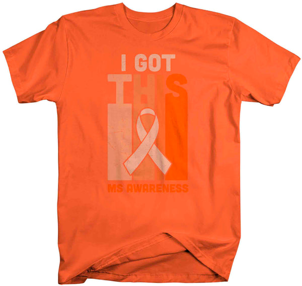 Men's Multiple Sclerosis Shirt I Got This Orange Ribbon MS Support T Shirt Orange Ribbon Gift Graphic Tee Awareness Unisex Mens-Shirts By Sarah