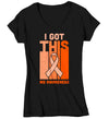 Women's V-Neck Multiple Sclerosis Shirt I Got This Orange Ribbon MS Support T Shirt Orange Ribbon Gift Graphic Tee Awareness Ladies Woman