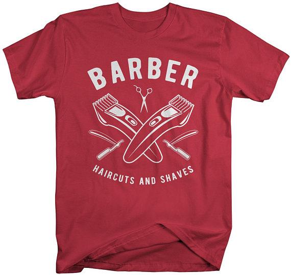 Men's Barber T-Shirt Haircuts & Shaves Vintage Tee Razor Clippers Shirt For Hipster Barbers-Shirts By Sarah
