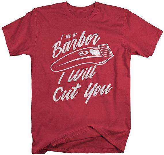 Men's Funny Barber T-Shirt I Will Cut You Clippers Shirt For Hipster Barbers-Shirts By Sarah