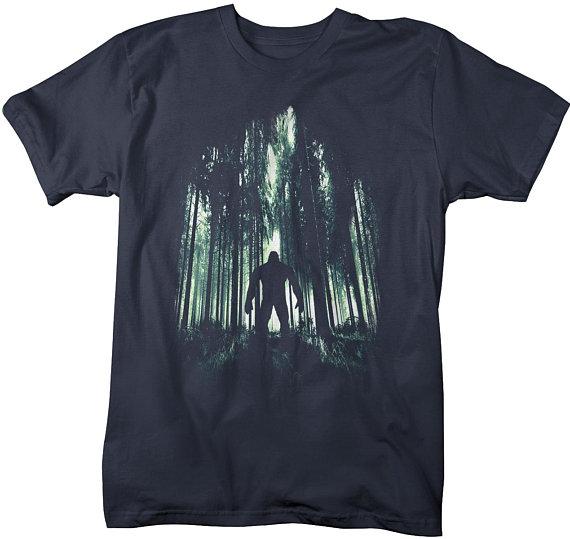 Men's Cool Bigfoot T-Shirt Forest Sasquatch Tee Grunge Hide Seek Hipster-Shirts By Sarah