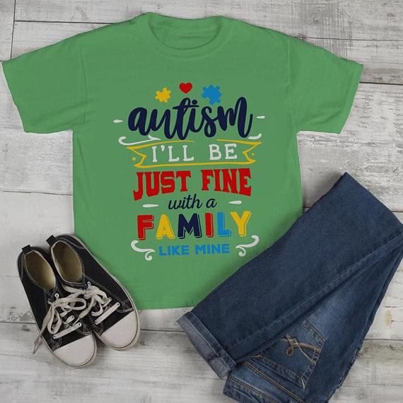Kids Autism Shirt Be Fine Family Like Mine Tshirt Cute Autism T Shirt Puzzle Heart-Shirts By Sarah