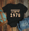 Women's Vintage T Shirt 1978 Birthday Shirt 40th Birthday Tee Light Bulb Marquee Sign Retro Gift Idea