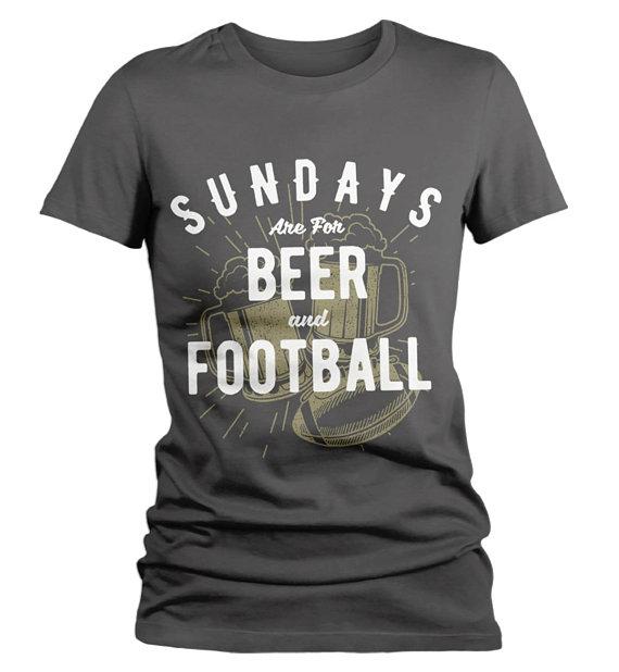 Women's Football T Shirt Sundays Are For Tshirt Football Beer Shirts Vintage Graphic Tee-Shirts By Sarah
