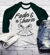 Men's Barber T-Shirt Fades & Shaves Vintage Razor Shirt For Hipster Barbers Raglan 3/4 Sleeve