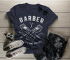 Women's Barber T-Shirt Haircuts & Shaves Vintage Tee Razor Clippers Shirt For Hipster Barbers