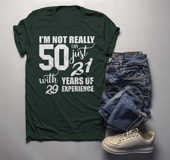 Men's Funny 50th Birthday T-Shirt Not 50, 21 With 29 Years Experience Shirt-Shirts By Sarah
