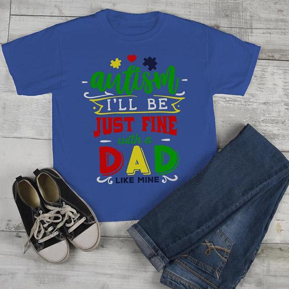 Kids Autism Shirt Be Fine Dad Like Mine Tshirt Cute Autism T Shirt Puzzle Heart-Shirts By Sarah