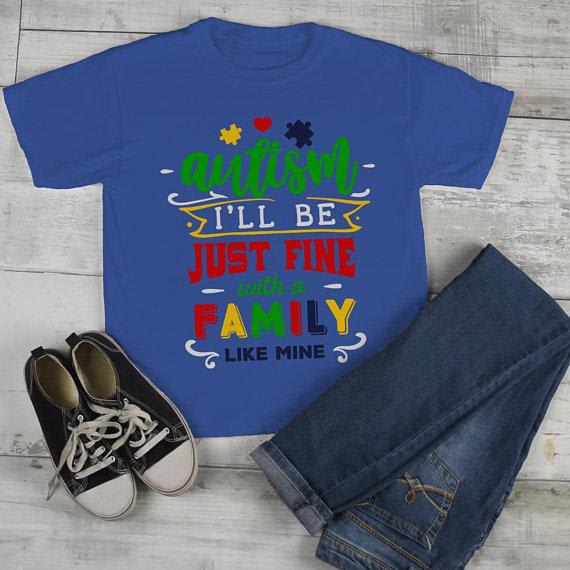 Kids Autism Shirt Be Fine Family Like Mine Tshirt Cute Autism T Shirt Puzzle Heart-Shirts By Sarah