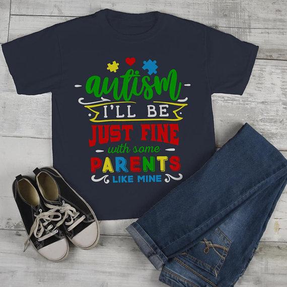 Kids Autism Shirt Be Fine Parents Like Mine Tshirt Cute Autism T Shirt Puzzle Heart-Shirts By Sarah