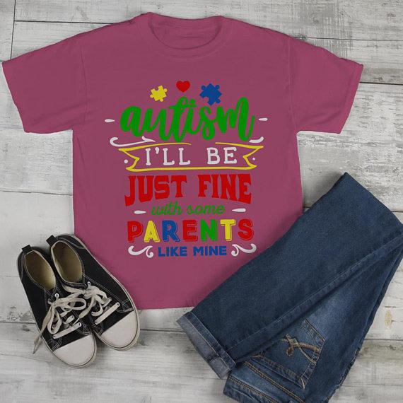 Kids Autism Shirt Be Fine Parents Like Mine Tshirt Cute Autism T Shirt Puzzle Heart-Shirts By Sarah