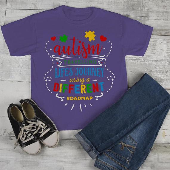 Kids Autism Shirt Autism Journey Shirts Different Road Map Autism T Shirt-Shirts By Sarah